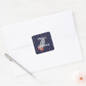 Retro Rocket Ship and Stars Happy Birthday Vierkante Sticker (Envelop)