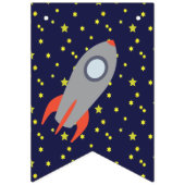 Retro Rocket Ship and Stars Happy Birthday Vlaggetjes (Eerste vlag)