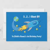 Retro Rocket Ship Birthday Invitation 5x7 Kaart (Voorkant)