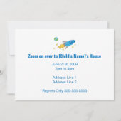 Retro Rocket Ship Birthday Invitation 5x7 Kaart (Achterkant)