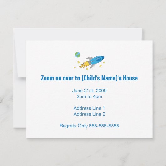 Retro Rocket Ship Birthday Invite Kaart (Achterkant)