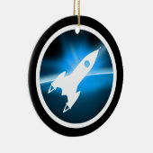 Retro Rocket Ship Graphic Keramisch Ornament (Rechts)
