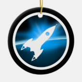 Retro Rocket Ship Graphic Keramisch Ornament (Voorkant)