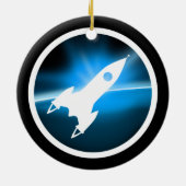Retro Rocket Ship Graphic Keramisch Ornament (Achterkant)