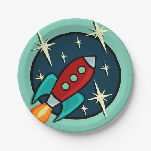 RETRO ROCKET SHIP GRAPHIC PAPIER BORD (Voorkant)