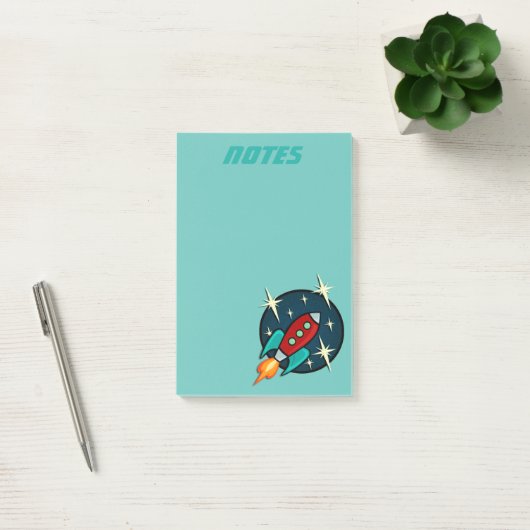 RETRO ROCKET SHIP GRAPHIC POST-IT NOTEPAD POST-IT® NOTES (Kantoor)