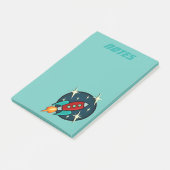 RETRO ROCKET SHIP GRAPHIC POST-IT NOTEPAD POST-IT® NOTES (Schuin)
