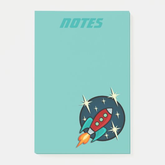 RETRO ROCKET SHIP GRAPHIC POST-IT NOTEPAD POST-IT® NOTES (Voorkant)