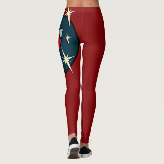 RETRO ROCKET SHIP GRAPHIC RED LEGGINGS (Achterkant)