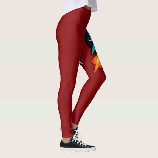 RETRO ROCKET SHIP GRAPHIC RED LEGGINGS (Rechts)