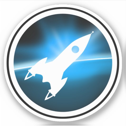 Retro Rocket Ship Graphic Sticker (Voorkant)