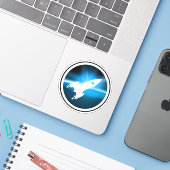 Retro Rocket Ship Graphic Sticker (Laptop met iPhone)