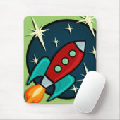 RETRO ROCKET SHIP GRAPHIC VERTICAL MUISMAT (Met muis)