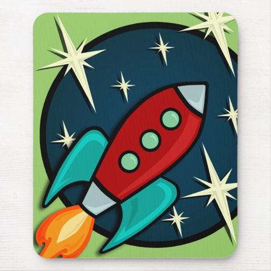 RETRO ROCKET SHIP GRAPHIC VERTICAL MUISMAT (Voorkant)