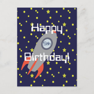 Retro Rocket Ship Happy Birthday Briefkaart