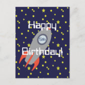 Retro Rocket Ship Happy Birthday Briefkaart (Voorkant)