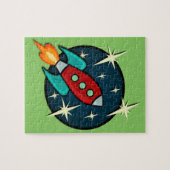 RETRO ROCKET SHIP ILLUSTRATION JIGSAW PUZZLE LEGPUZZEL (Horizontaal)
