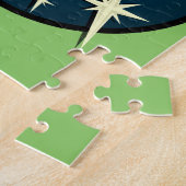 RETRO ROCKET SHIP ILLUSTRATION JIGSAW PUZZLE LEGPUZZEL (Zijkant)