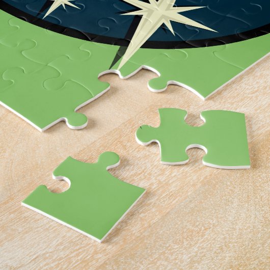 RETRO ROCKET SHIP ILLUSTRATION JIGSAW PUZZLE LEGPUZZEL (Zijkant)