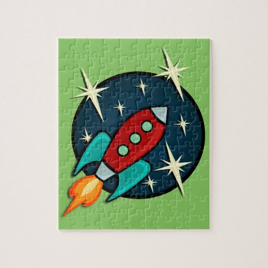 RETRO ROCKET SHIP ILLUSTRATION JIGSAW PUZZLE LEGPUZZEL (Verticaal)