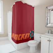 RETRO ROCKET SHIP ILLUSTRATION SHOWER CURTATION DOUCHEGORDIJN (In situ)