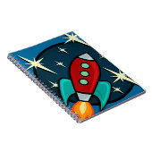 RETRO ROCKET SHIP ILLUSTRATION SPIRAL NOTEBOOK NOTITIEBOEK (Rechterzijde)