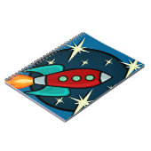 RETRO ROCKET SHIP ILLUSTRATION SPIRAL NOTEBOOK NOTITIEBOEK (Linkerzijde)