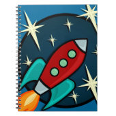 RETRO ROCKET SHIP ILLUSTRATION SPIRAL NOTEBOOK NOTITIEBOEK (Voorkant)