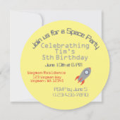 Retro Rocket Ship in Space Party Invitation Kaart (Achterkant)