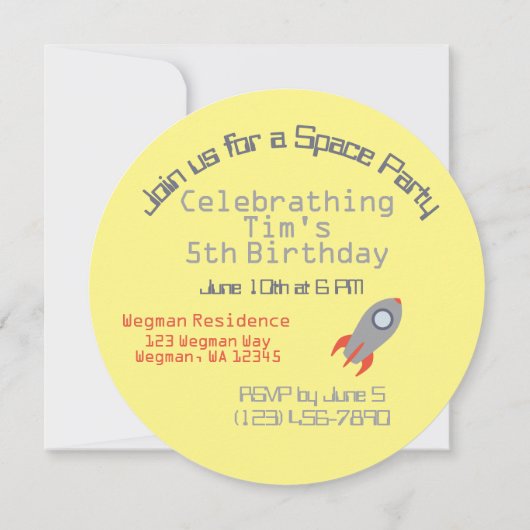 Retro Rocket Ship in Space Party Invitation Kaart (Achterkant)