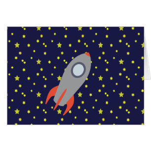 Retro Rocket Ship met Star Pattern Background