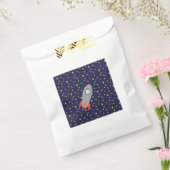 Retro Rocket Ship met Star Pattern Background Bedankzakje (Gezegeld)