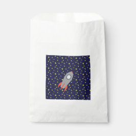 Retro Rocket Ship met Star Pattern Background Bedankzakje