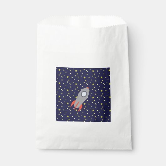 Retro Rocket Ship met Star Pattern Background Bedankzakje (Voorkant)