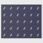 Retro Rocket Ship met Star Pattern Background Cadeaupapier (Vlak)