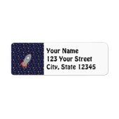 Retro Rocket Ship met Star Pattern Background Etiket (Voorkant)
