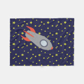 Retro Rocket Ship met Star Pattern Background Fleece Deken (Voorkant (Horizontaal))