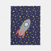 Retro Rocket Ship met Star Pattern Background Fleece Deken (Voorkant)