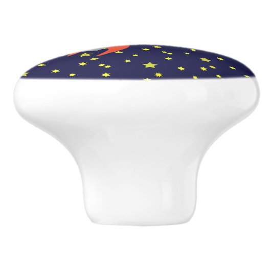 Retro Rocket Ship met Star Pattern Background Keramische Knop (Zijkant)