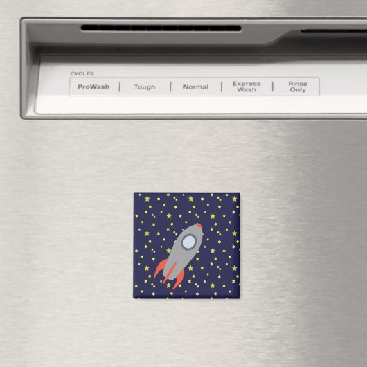 Retro Rocket Ship met Star Pattern Background Magneet (Insitu (Vaatwasser))