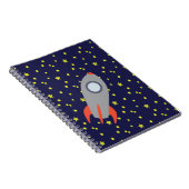 Retro Rocket Ship met Star Pattern Background Notitieboek (Rechterzijde)