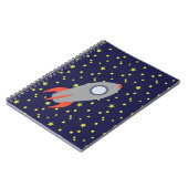 Retro Rocket Ship met Star Pattern Background Notitieboek (Linkerzijde)