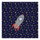 Retro Rocket Ship met Star Pattern Background Perfect Poster (Voorkant)