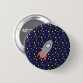 Retro Rocket Ship met Star Pattern Background Ronde Button 5,7 Cm (Voorkant /achterkant)