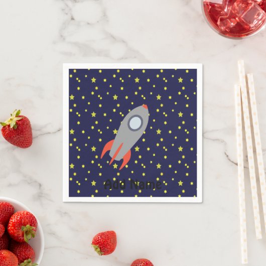 Retro Rocket Ship met Star Pattern Background Servet (Insitu)