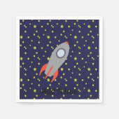 Retro Rocket Ship met Star Pattern Background Servet (Voorkant)
