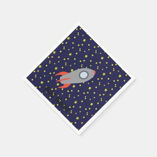 Retro Rocket Ship met Star Pattern Background Servet (Hoek)