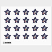 Retro Rocket Ship met Star Pattern Background Ster Sticker (Vel)