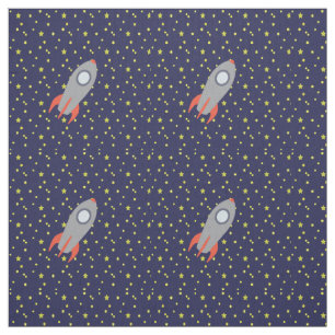 Retro Rocket Ship met Star Pattern Background Stof