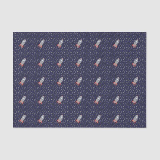 Retro Rocket Ship met Star Pattern Background Tissuepapier (Voorkant)